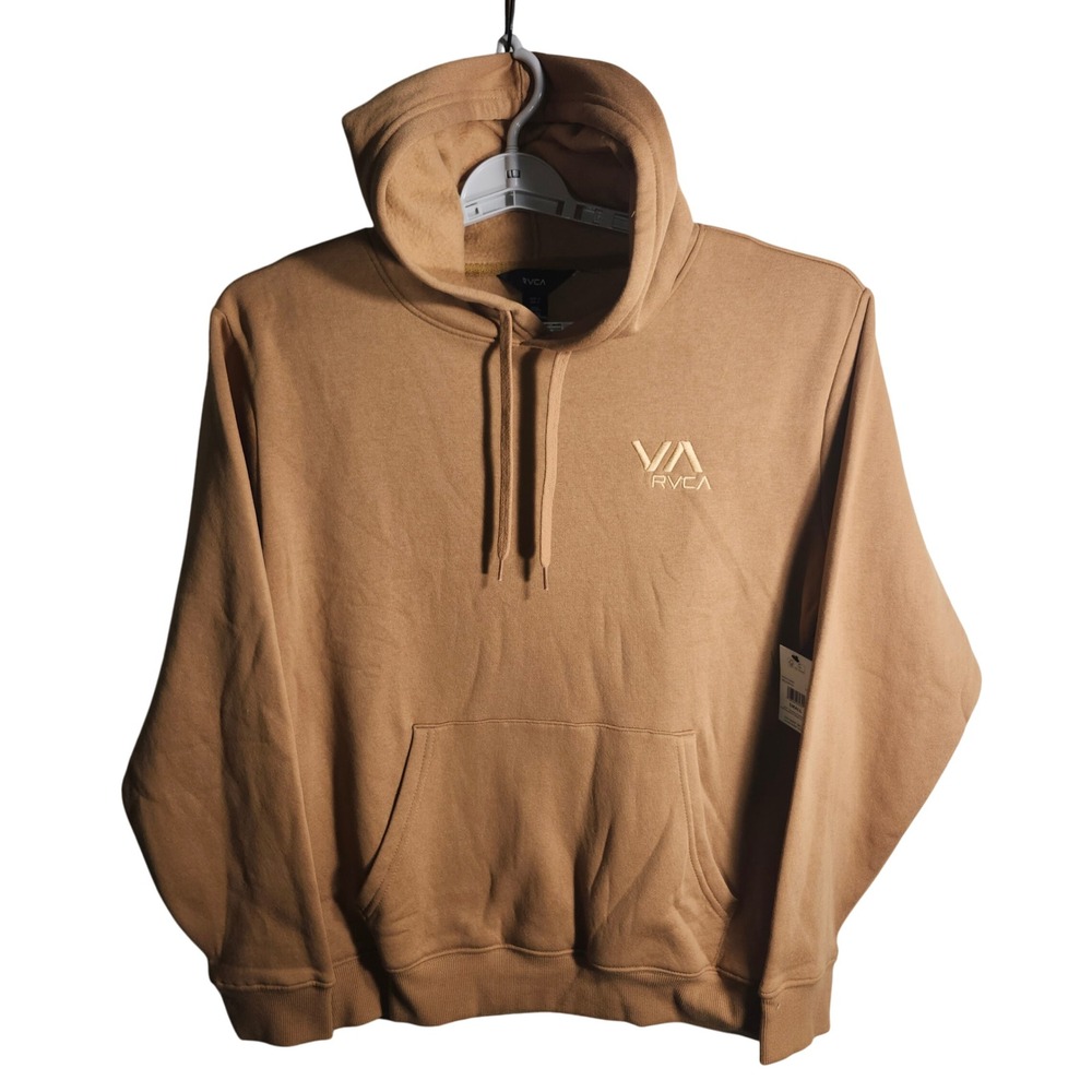 RVCA‎ Wilson PULLOVER Hoodie Sweatshirt Tan Brown Embroidered VA Logo Mens Small